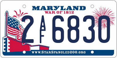 MD license plate 2AF6830