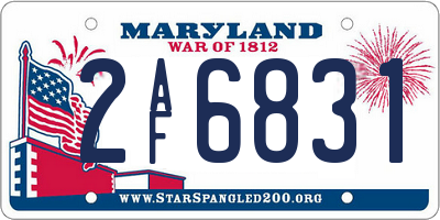 MD license plate 2AF6831