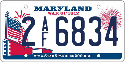MD license plate 2AF6834