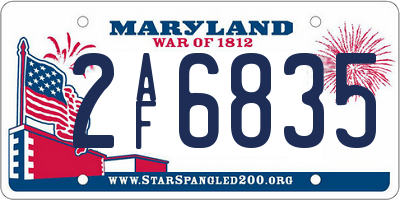 MD license plate 2AF6835