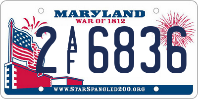 MD license plate 2AF6836