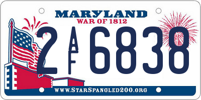 MD license plate 2AF6838