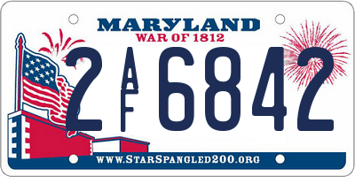 MD license plate 2AF6842