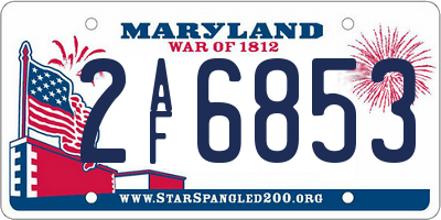 MD license plate 2AF6853