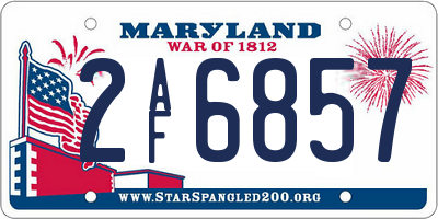 MD license plate 2AF6857