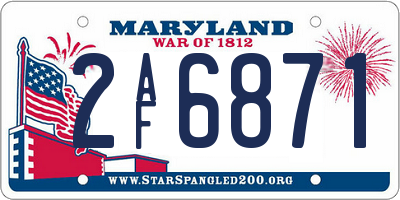 MD license plate 2AF6871