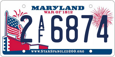 MD license plate 2AF6874