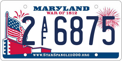 MD license plate 2AF6875