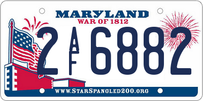MD license plate 2AF6882