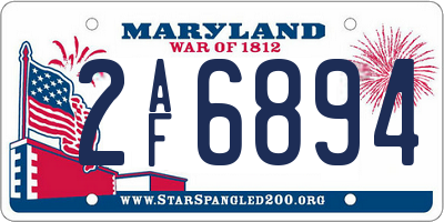 MD license plate 2AF6894