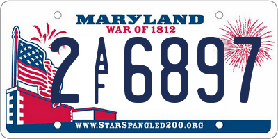 MD license plate 2AF6897