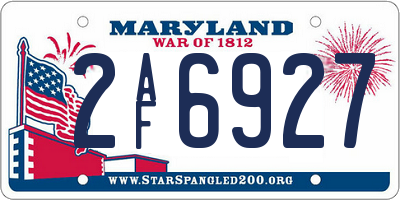 MD license plate 2AF6927