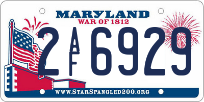 MD license plate 2AF6929