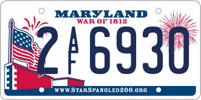 MD license plate 2AF6930