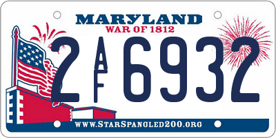 MD license plate 2AF6932