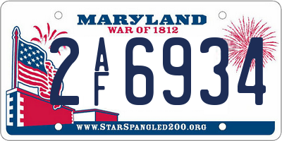 MD license plate 2AF6934