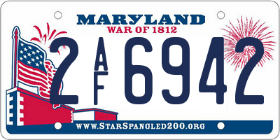 MD license plate 2AF6942