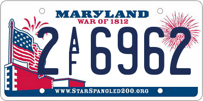 MD license plate 2AF6962