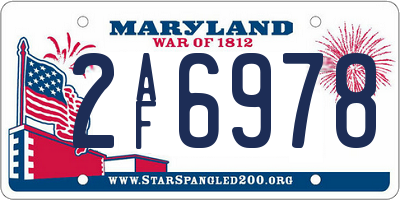 MD license plate 2AF6978