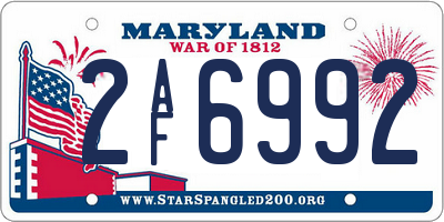 MD license plate 2AF6992
