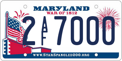 MD license plate 2AF7000