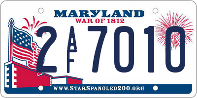 MD license plate 2AF7010