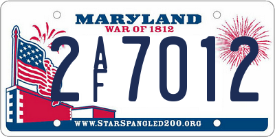 MD license plate 2AF7012