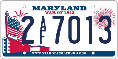 MD license plate 2AF7013