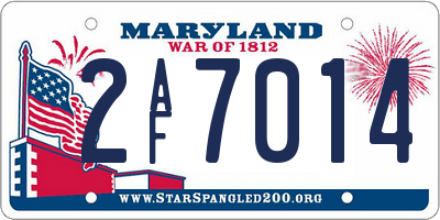MD license plate 2AF7014