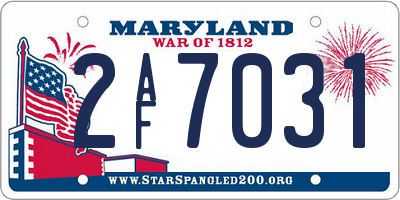 MD license plate 2AF7031
