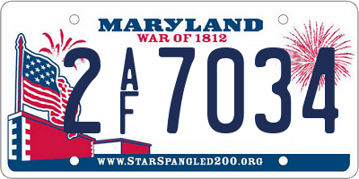 MD license plate 2AF7034