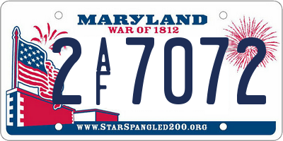 MD license plate 2AF7072