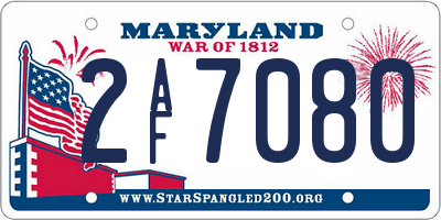 MD license plate 2AF7080