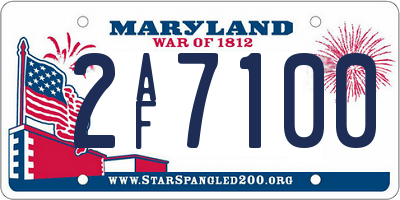 MD license plate 2AF7100