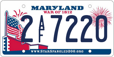 MD license plate 2AF7220