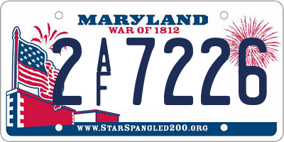MD license plate 2AF7226