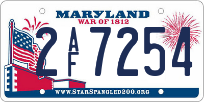 MD license plate 2AF7254