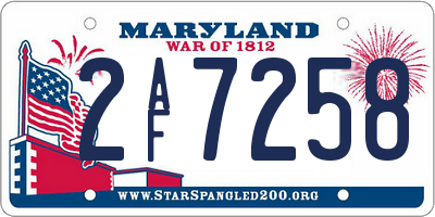 MD license plate 2AF7258