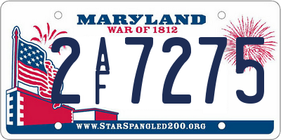 MD license plate 2AF7275