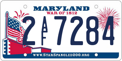 MD license plate 2AF7284