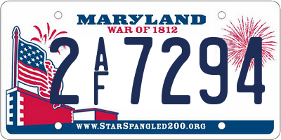 MD license plate 2AF7294