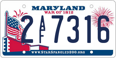 MD license plate 2AF7316