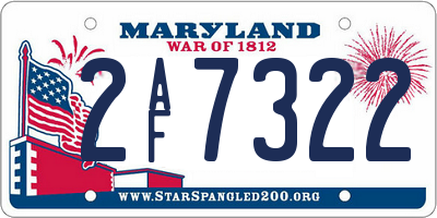MD license plate 2AF7322