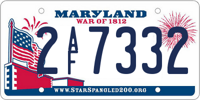 MD license plate 2AF7332