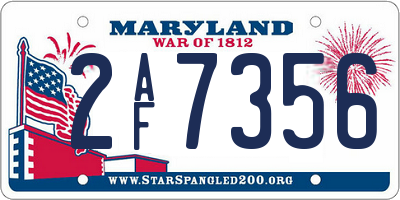 MD license plate 2AF7356