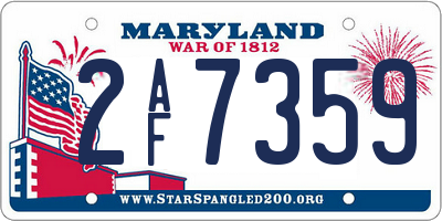 MD license plate 2AF7359