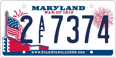 MD license plate 2AF7374