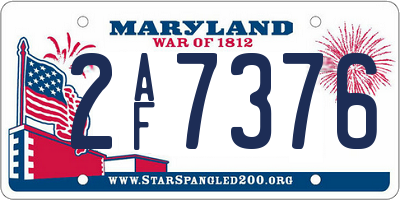 MD license plate 2AF7376