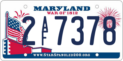 MD license plate 2AF7378