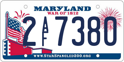 MD license plate 2AF7380